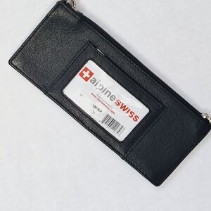 💟Alpine Swiss Black Leather Phone Wallet